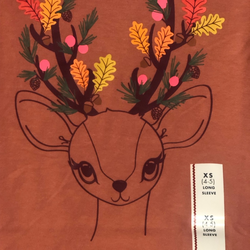 Cat & Jack Long sleeve Holiday Deer XS (4-5) New With Tags